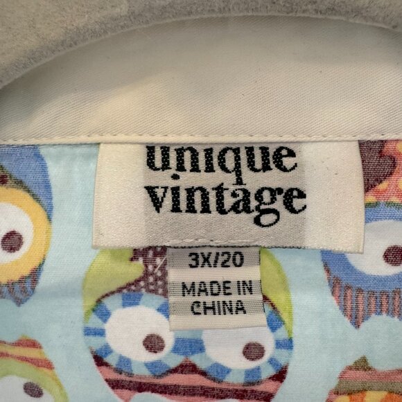 Unique Vintage Sleeveless Owl Blouse – Size 3X/20 - Picture 5 of 8